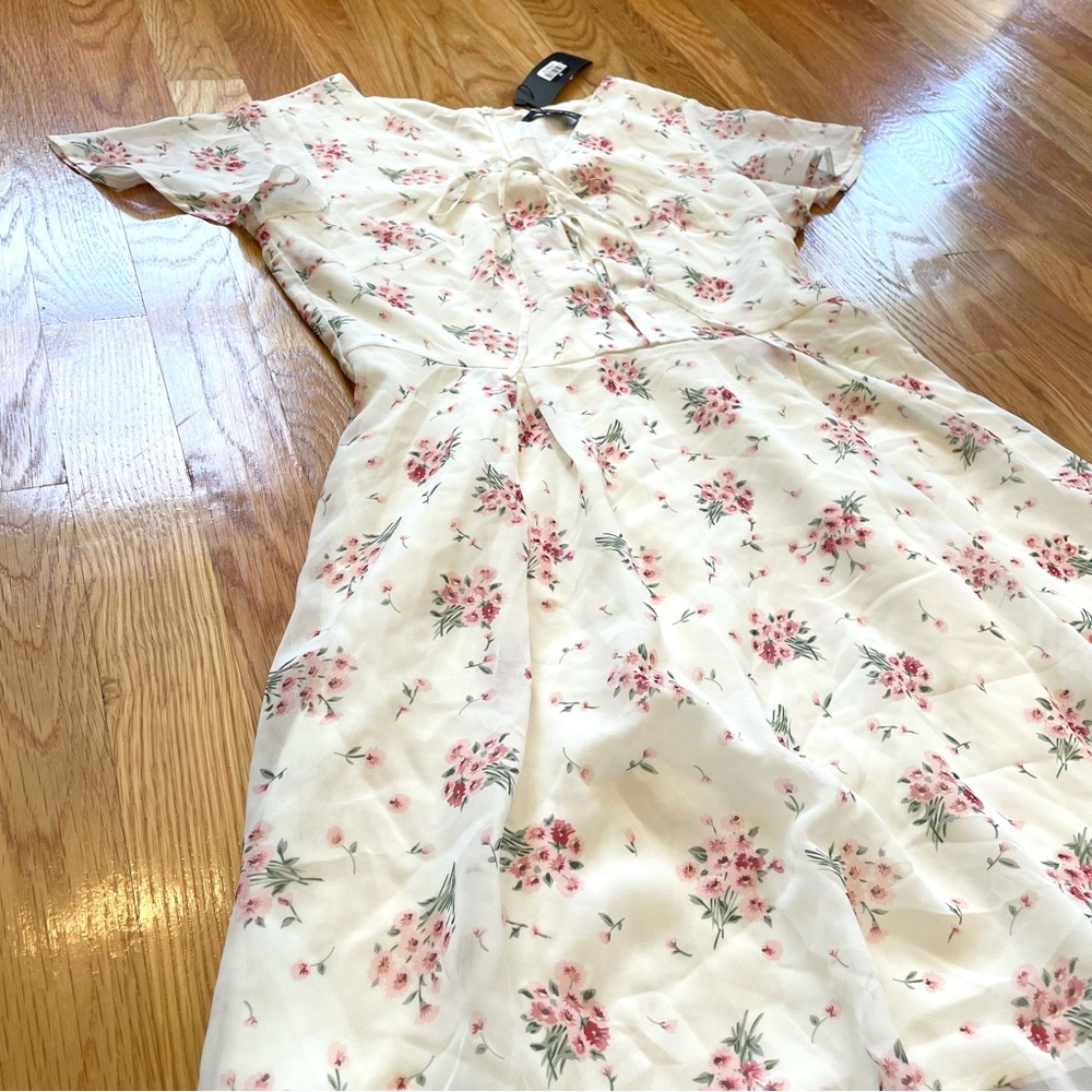 NWT | Allegra K | Floral Lace-up Chiffon Dress | XS - Picture 4 of 15